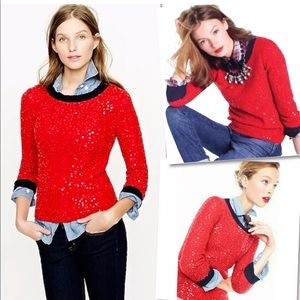 J. Crew Sweaters - J.CREW WOOL MOHAIR RED NAVY SEQUIN SWEATER M J. Crew Sweaters - J.CREW WOOL MOHAIR RED NAVY SEQUIN SWEATER M